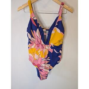 Trina Turk Breeze 1PC Plunge One Piece Swimsuit Floral Size 8 Medium